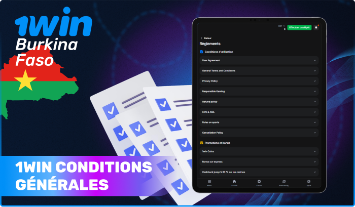 Conditions générales d'utilisation de 1win au Burkina Faso
