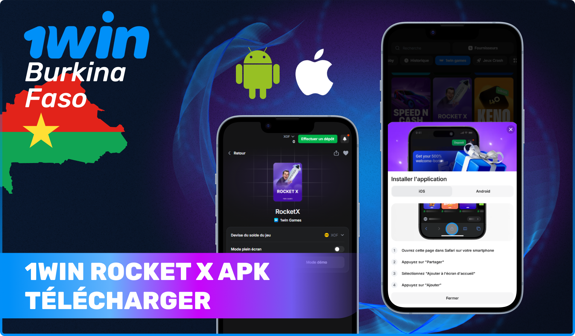 Instructions pour 1win Rocket x Apk Télécharger pour les appareils mobiles