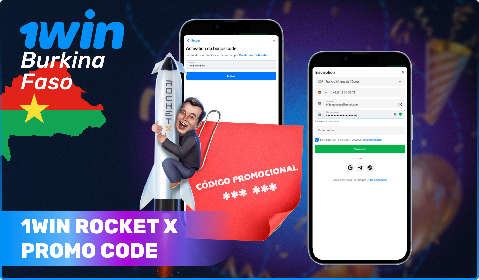 1win Rocket X Promo Code pour les joueurs du Burkina Faso
