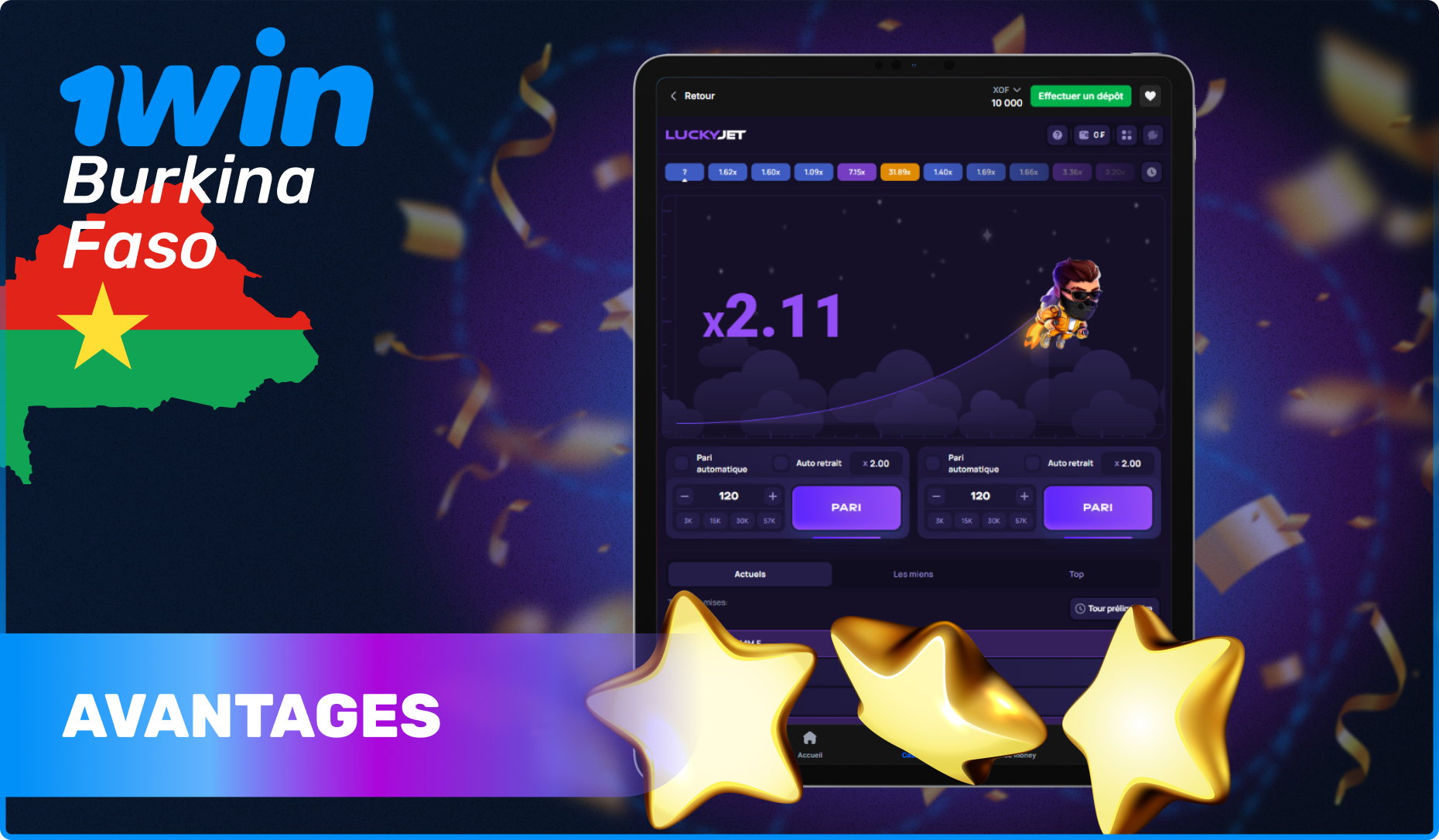 Avantages du jeu 1win Jetpack