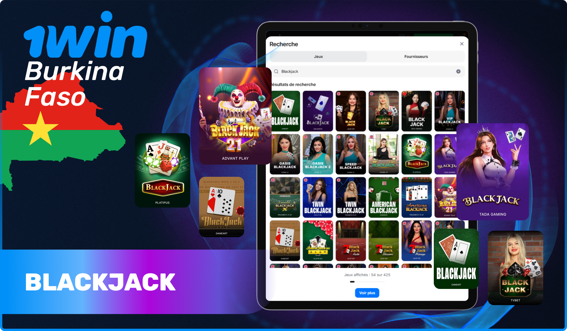 Liste des jeux de Blackjack populaires à 1win