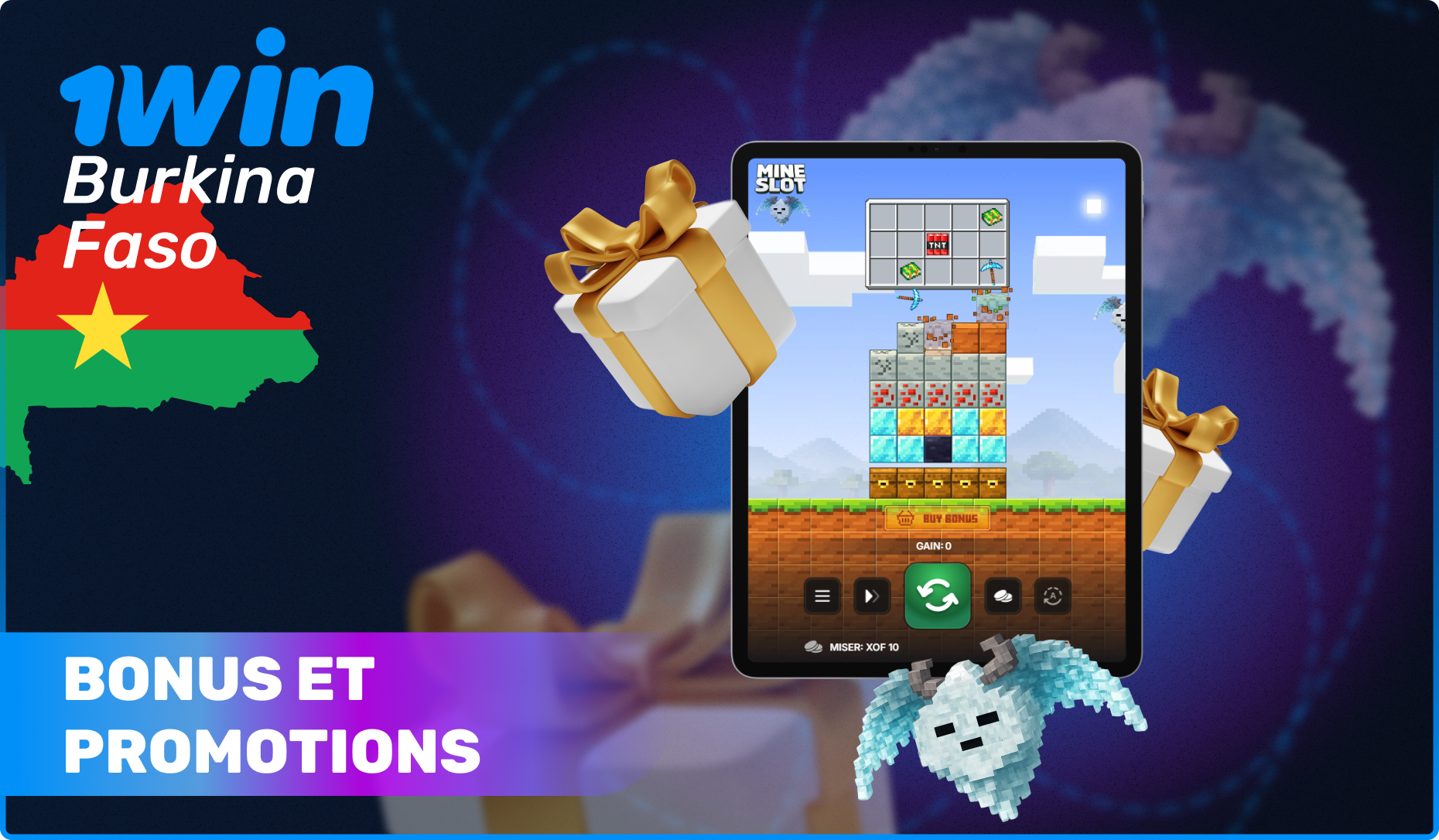 1win Mine Slot propose aux joueurs du Burkina Faso plusieurs types de bonus et promotions attractifs
