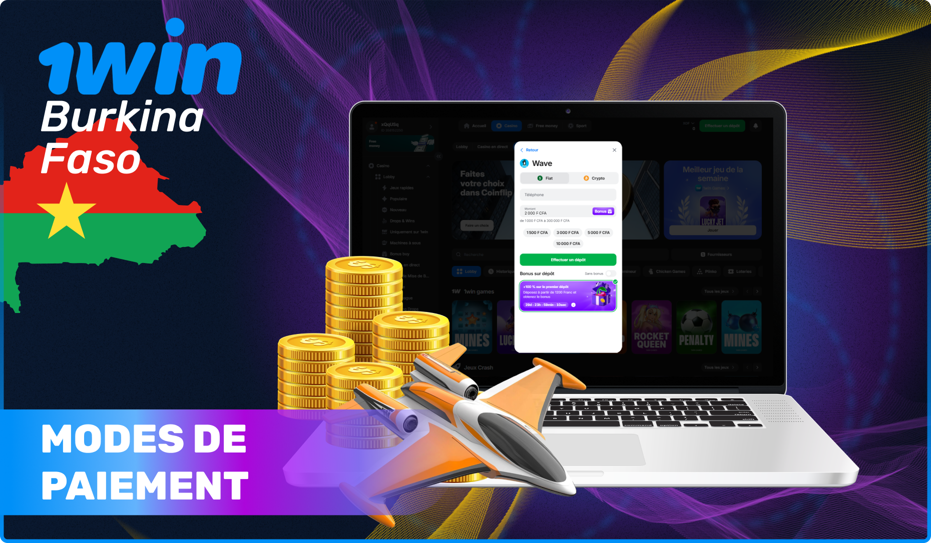 Modes de paiement disponibles au Burkina Faso pour Jet X 1win