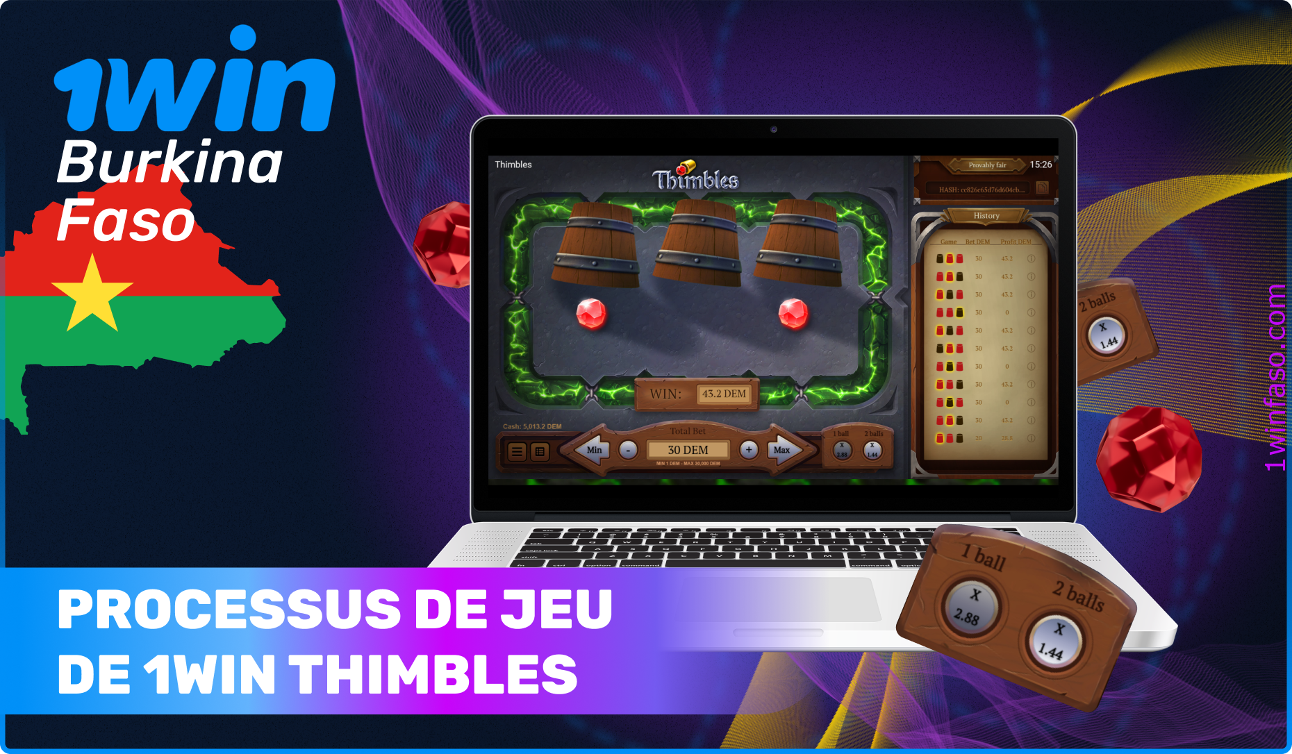 Avant de commencer à jouer à 1win Thimbles pour de l'argent réel, il est recommandé d'étudier les caractéristiques du processus de jeu