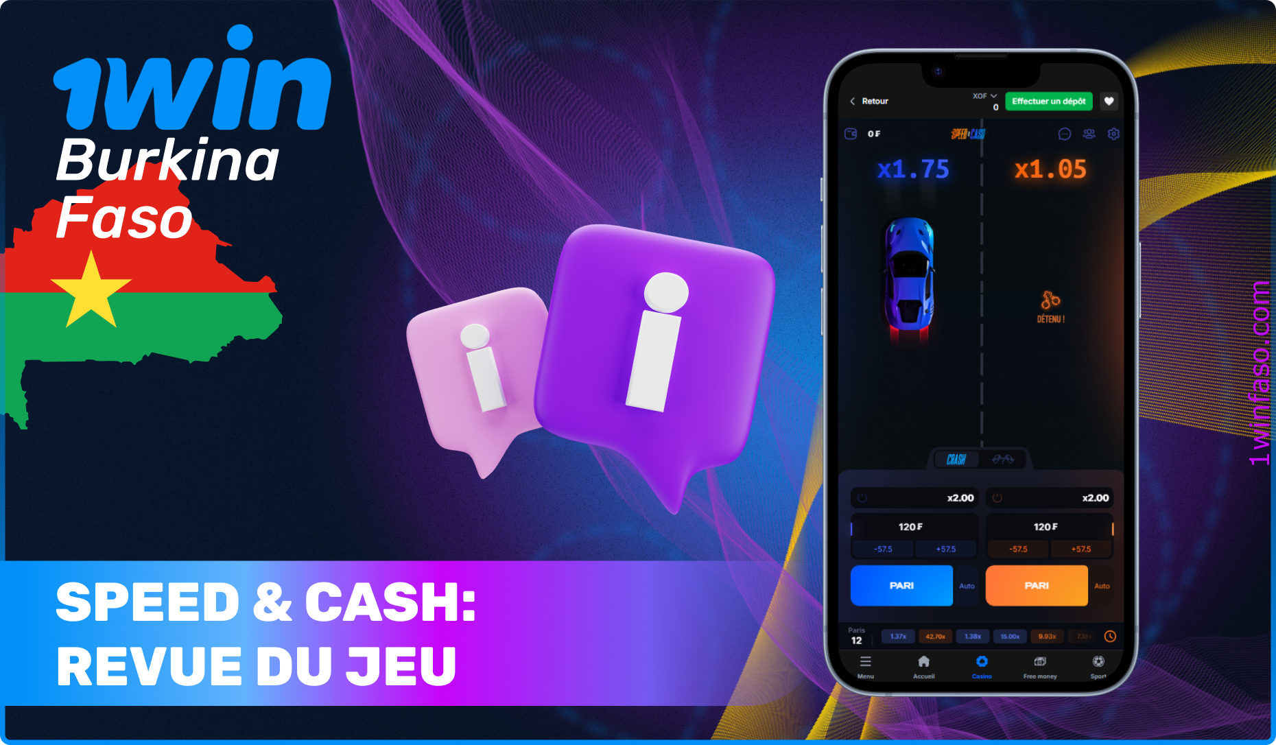 Speed and Cash sur 1win Casino est un jeu excitant avec des gains rapides et des multiplicateurs élevés