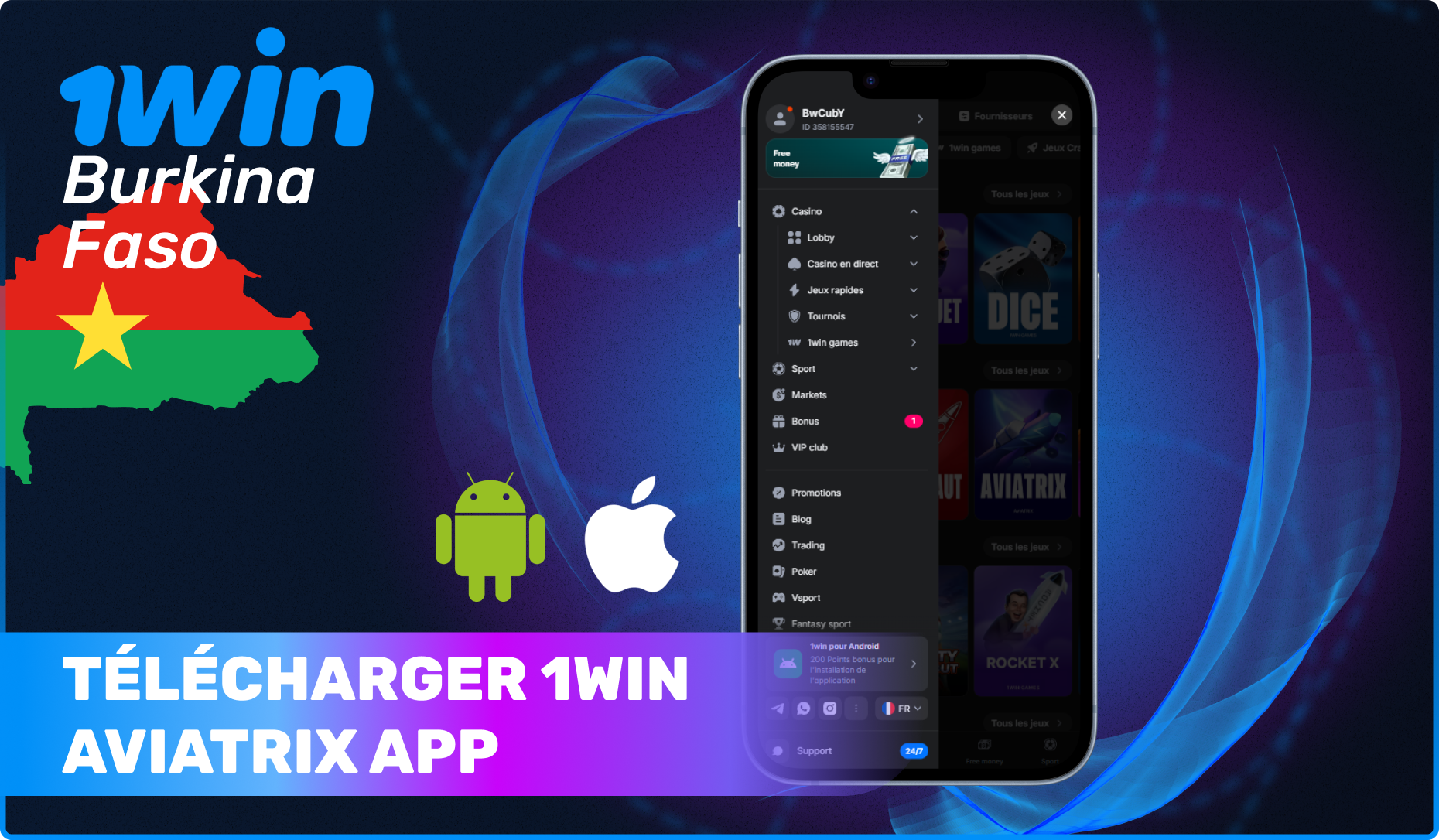 Instructions pour télécharger 1win Aviatrix sur appareils mobiles Android et iOS